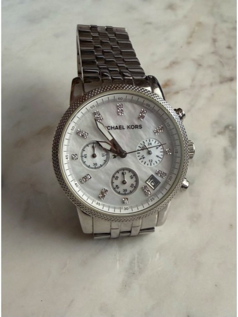 Michael Kors MK-5020 Silver Chronograph Crystal Dial Women’s Watch